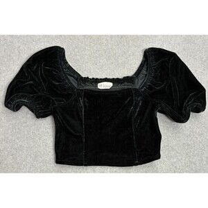 GAP Teen Black Velvet Puff Sleeve Top Size 10 140cm
